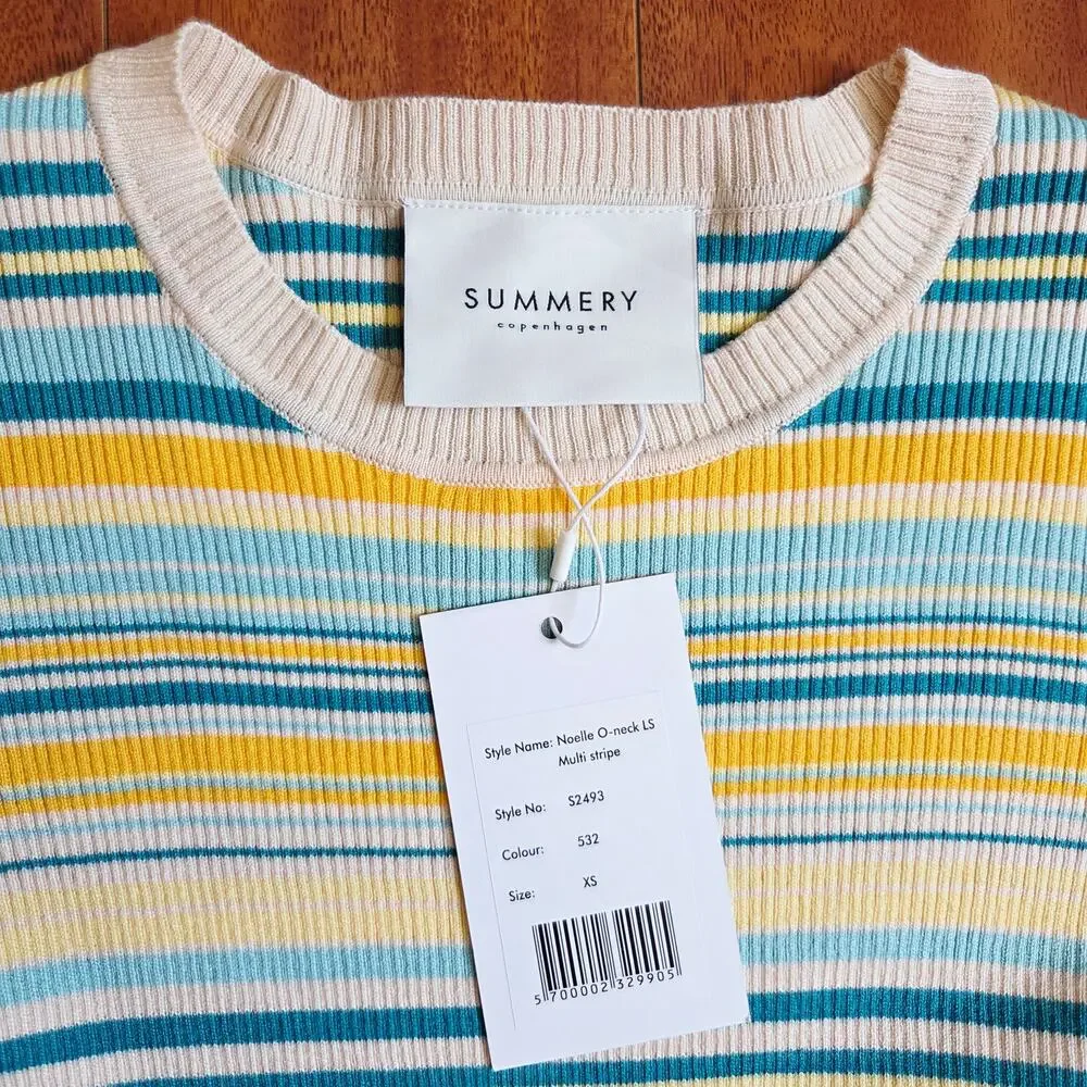 SUMMERY Copenhagen Noelle Ribbed Knit Stripe Top & Pants Set XS NWT